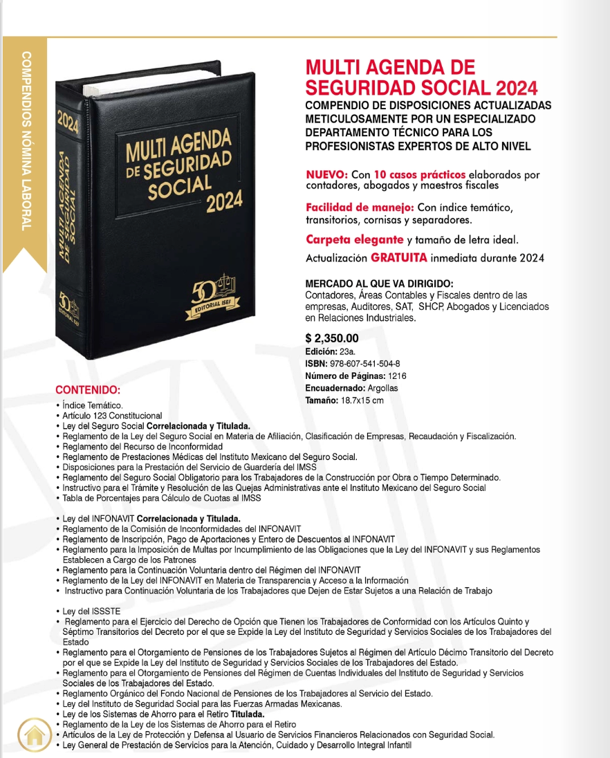 Multi Agenda De Seguridad Social 2024 Isef Grupo Corporativo Ludp And Betty Book 5846